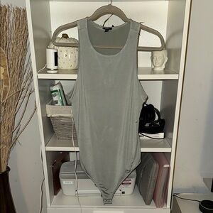 Express Sleek Gray Sleeveless Bodysuit